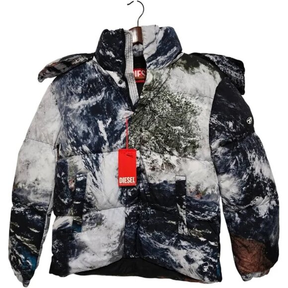 Diesel Kids Planet Camou Padded Jacket - Size 16Y Multi-Color NWT - Picture 1 of 13
